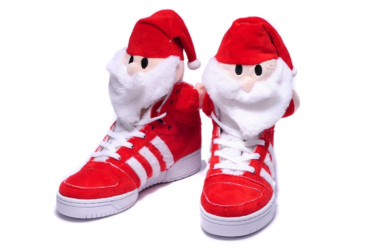 Womens Adidas Jeremy Scott Christmas Santa Claus High Tops Sneakers